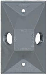 Cooper Crouse-Hinds - 2 Outlet, 1/2" Hole Diam, Powder Coat Finish, Rectangle Noncorrosive Weatherproof Box Cover - 4-5/8" Long x 2-7/8" Wide x 1-1/16" High, Wet Locations, Aluminum, UL Listed - All Tool & Supply