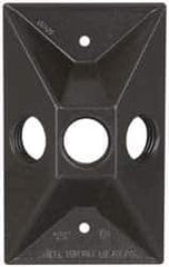 Cooper Crouse-Hinds - 3 Outlet, 1/2" Hole Diam, Powder Coat Finish, Rectangle Noncorrosive Weatherproof Box Cover - 4-5/8" Long x 2-7/8" Wide x 1-1/16" High, Wet Locations, Aluminum, UL Listed - All Tool & Supply