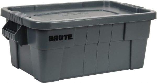 Rubbermaid - 14 Gal, 400 Lb Load Capacity Gray Polyethylene Tote Container - Nesting, 27.9" Long x 16-1/2" Wide x 10.7" High, Lid Included - All Tool & Supply