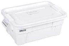 Rubbermaid - 14 Gal, 400 Lb Load Capacity White Polypropylene Tote Container - Nesting, 27.9" Long x 16-1/2" Wide x 10.7" High, Lid Included - All Tool & Supply