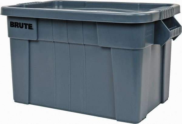 Rubbermaid - 20 Gal, 400 Lb Load Capacity Gray Polypropylene Tote Container - Nesting, 27.9" Long x 17.4" Wide x 15.1" High, Lid Included - All Tool & Supply