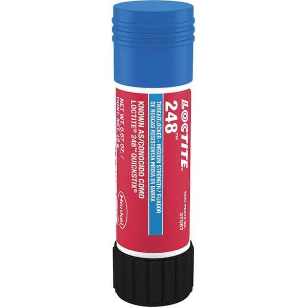 Loctite - 19 g Stick, Blue, Medium Strength Semisolid Threadlocker - Series 248, 24 hr Full Cure Time, Hand Tool, Heat Removal - All Tool & Supply