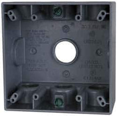 Cooper Crouse-Hinds - 2 Gang, (7) 3/4" Knockouts, Aluminum Rectangle Outlet Box - 4-9/16" Overall Height x 4-5/8" Overall Width x 2-1/16" Overall Depth, Weather Resistant - All Tool & Supply