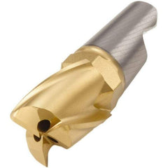 Seco - MM16 M06 Grade F40M Carbide End Milling Tip Insert - TiAlN/TiN Finish, 3 Flutes, 0.63" Cutting Diam, 0.758" Depth of Cut, 0.965" Extension, 0.236" Cnr Rad - All Tool & Supply