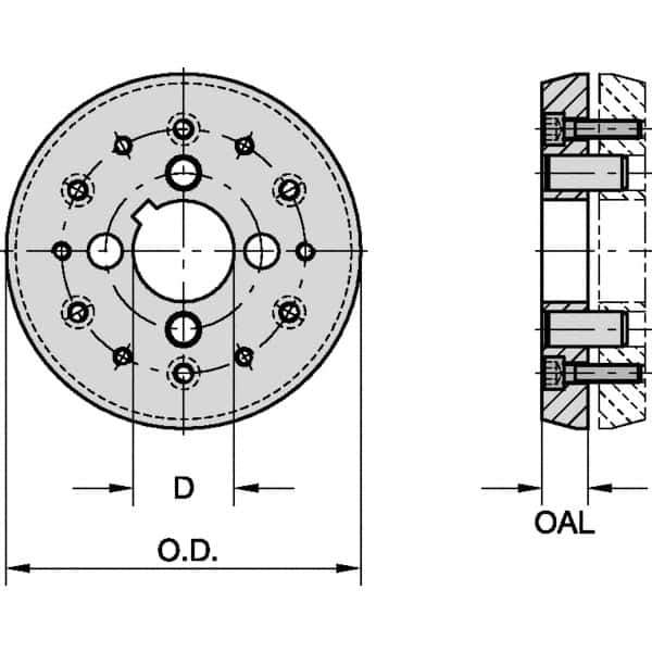 Kennametal - 2 Inch Hole Diameter, For 8, 10, 12 Inch Outside Diameter, Compatible Toolholder Style KVNS A2, Slotting Cutter Support Ring - 5-1/2 Inch Ring Outside Diameter, 0.472 Inch Ring Width - All Tool & Supply