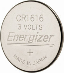 Energizer - Size CR1616, Lithium, Button & Coin Cell Battery - 3 Volts, Button Tab Terminal, CR1616, IEC, UL Listed Regulated - All Tool & Supply