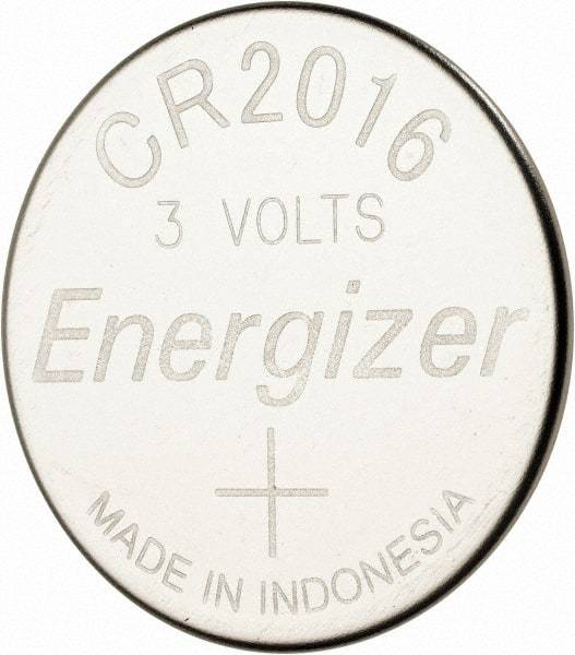 Energizer - Size CR2016, Lithium, Button & Coin Cell Battery - 3 Volts, Button Tab Terminal, CR2016, ANSI, IEC, NEDA, UL Listed Regulated - All Tool & Supply