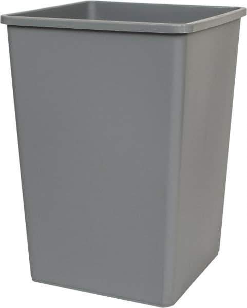 Rubbermaid - 35 Gal Gray Square Trash Can - Polyethylene, 27-5/8" High x 19-1/2" Long x 19-1/2" Wide - All Tool & Supply