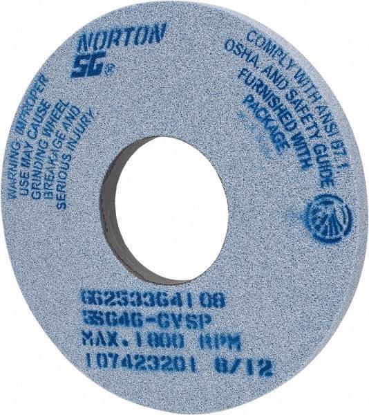 Norton - 14" Diam x 5" Hole x 1" Thick, G Hardness, 46 Grit Surface Grinding Wheel - Ceramic, Type 1, Coarse Grade, 1,800 Max RPM, Vitrified Bond, No Recess - All Tool & Supply