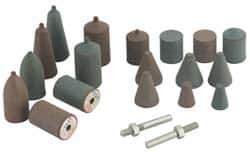 Cratex - 20 Piece Rubber Cone Test Abrasive Point Set - Includes 18 Cones & 2 Cone Mandrels - All Tool & Supply