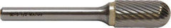 M.A. Ford - 4.8mm Cut Diam, 3mm Shank Diam, Cylinder with Radius Head Double Cut Burr - Carbide, Radius End, 12.7mm LOC, 38mm OAL - All Tool & Supply