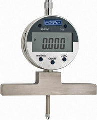 Fowler - 0" to 22" Alloy Steel Electronic Depth Gage - 0.0008" Accuracy, 0.01mm Resolution, 4" Base Length - All Tool & Supply