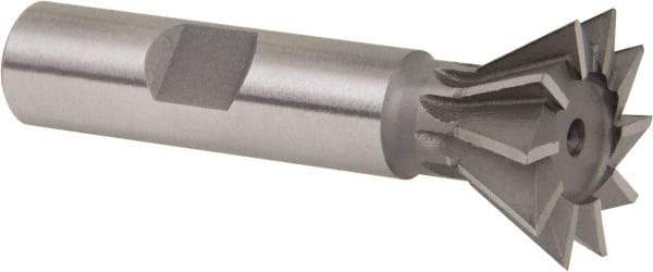 Whitney Tool Co. - 1" Diam x 7/16" Width of Cut, 60° Included Angle, Cobalt Dovetail Cutter - 1/2" Shank Diam, 2-1/2" Overall Length, Weldon Flat, Uncoated - All Tool & Supply