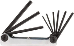 Eklind - 9 Piece Fold-Up Hex Key Set - Hex Range 5/64 to 1/4" - All Tool & Supply