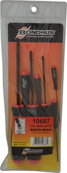 Bondhus - 7 Piece, 1.27 to 5mm Ball End Hex Driver Set - Comes in Vinyl Pouch - All Tool & Supply