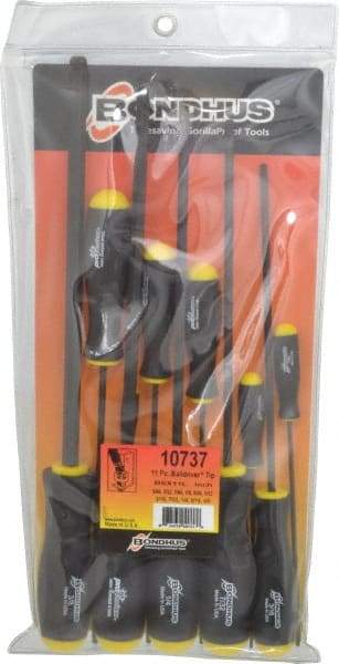 Bondhus - 11 Piece, 5/64 to 3/8" Ball End Hex Driver Set - Comes in Vinyl Pouch - All Tool & Supply