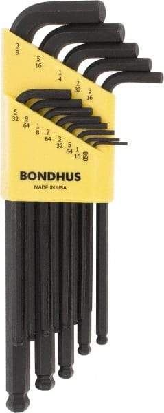 Bondhus - 13 Piece L-Key Ball End Hex Key Set - Hex Range 0.05 to 3/8" - All Tool & Supply