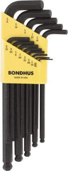 Bondhus - 13 Piece L-Key Ball End Hex Key Set - Hex Range 0.05 to 3/8" - All Tool & Supply