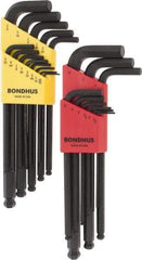 Bondhus - 22 Piece L-Key Ball End Hex Key Set - Hex Range 0.05 to 3/8" - All Tool & Supply