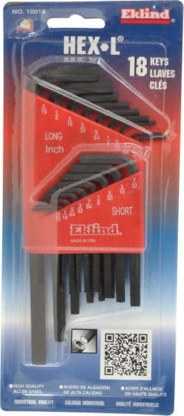 Eklind - 18 Piece L-Key Hex Key Set - All Tool & Supply