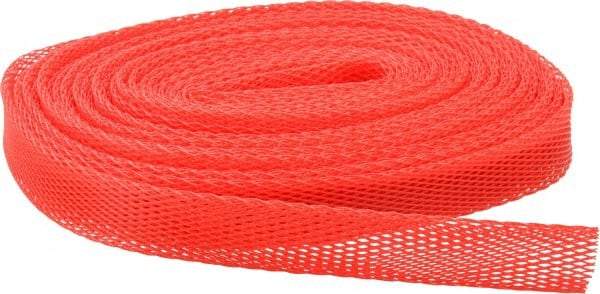 Huot - 50 Ft Long, Stretchable, Protection Mesh Sleeving - Red, 1-1/2" OD - All Tool & Supply