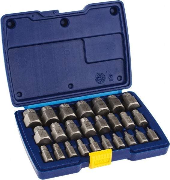 Irwin Hanson - 25 Piece Spiral Flute Screw Extractor Set - Screw Range 1/8 to 7/8" - All Tool & Supply