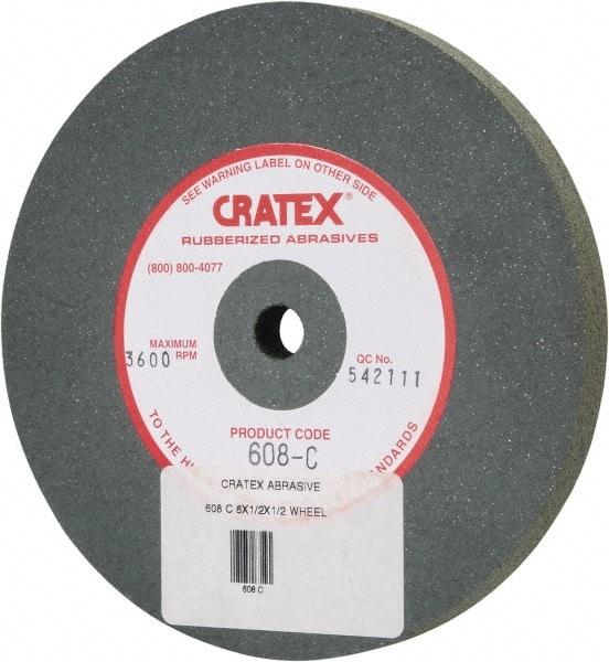 Cratex - 6" Diam x 1/2" Hole x 1/2" Thick, Surface Grinding Wheel - Silicon Carbide, Coarse Grade, 3,600 Max RPM, Rubber Bond, No Recess - All Tool & Supply