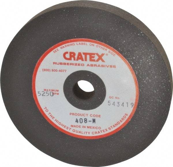 Cratex - 4" Diam x 1/2" Hole x 1/2" Thick, Surface Grinding Wheel - Silicon Carbide, Medium Grade, 5,250 Max RPM, Rubber Bond, No Recess - All Tool & Supply