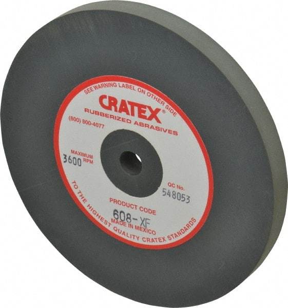 Cratex - 6" Diam x 1/2" Hole x 1/2" Thick, Surface Grinding Wheel - Silicon Carbide, Extra Fine Grade, 3,600 Max RPM, Rubber Bond, No Recess - All Tool & Supply