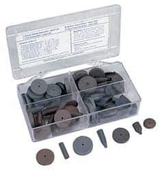 Cratex - 76 Piece Rubber Abrasive Point Set - Includes 8 Tapered Edge Wheels, 24 Straight Wheels, 16 Cylinder Points, 24 Bullet Points, 2 Wheel Mandrels & 2 Point Mandrels - All Tool & Supply