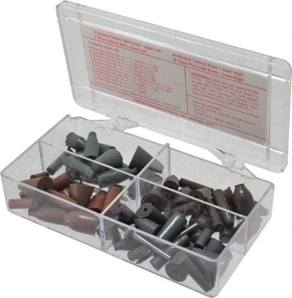 Cratex - 68 Piece Rubber Point Test Set - Includes 16 Cylinder Points, 32 Bullet Points, 16 Tapered Points & 4 Point Mandrels - All Tool & Supply