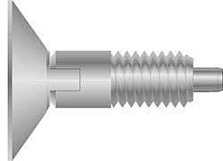 Vlier - 3/8-16, 3/4" Thread Length, 0.185" Max Plunger Diam, 1 Lb Init to 8 Lb Final End Force, Locking Knob Handle Plunger - Countersunk Knob, 1.26" Body Length, 0.22" Plunger Projection - All Tool & Supply