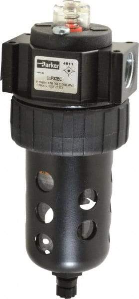 Parker - 1/2" Port, 46 CFM Coalescing Filter - Polycarbonate Bowl, Manual Drain, Modular Connection, 150 Max psi - All Tool & Supply