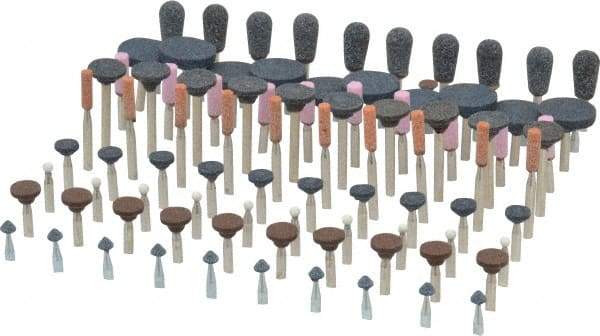 Grier Abrasives - 100 Piece Aluminum Oxide Vitrified Mounted Stone Abrasive Point Set - Assorted Shapes - All Tool & Supply