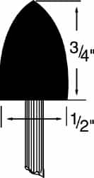 Grier Abrasives - 1/2 x 3/4" Head Diam x Thickness, B42, Pointed, Aluminum Oxide Mounted Point - All Tool & Supply