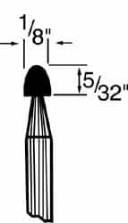 Grier Abrasives - 1/8 x 5/32" Head Diam x Thickness, B47, Tree, Aluminum Oxide Mounted Point - All Tool & Supply