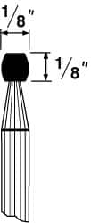 Grier Abrasives - 1/8 x 1/8" Head Diam x Thickness, B65, Wheel Radius Edge, Aluminum Oxide Mounted Point - All Tool & Supply