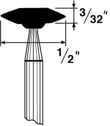 Grier Abrasives - 1/2 x 1/8" Head Diam x Thickness, B72, Wheel Tapered Edge, Aluminum Oxide Mounted Point - All Tool & Supply