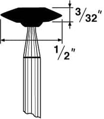 Grier Abrasives - 1/2 x 1/8" Head Diam x Thickness, B72, Wheel Tapered Edge, Aluminum Oxide Mounted Point - All Tool & Supply