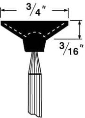 Grier Abrasives - 3/4 x 3/16" Head Diam x Thickness, B81, Inverted Cone Cupped End, Aluminum Oxide Mounted Point - All Tool & Supply