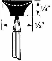 Grier Abrasives - 1/2 x 1/4" Head Diam x Thickness, B82, Inverted Cone Cupped End, Aluminum Oxide Mounted Point - All Tool & Supply