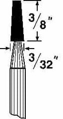 Grier Abrasives - 1/8 x 3/8" Head Diam x Thickness, B97, Flat Cone, Aluminum Oxide Mounted Point - All Tool & Supply