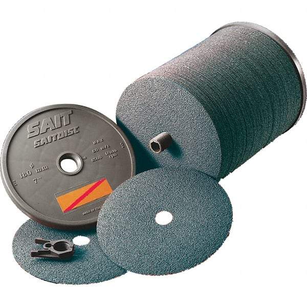 Sait - 4-1/2" Diam 7/8" Hole 80 Grit Fiber Disc - Ceramic, 11,000 Max RPM - All Tool & Supply