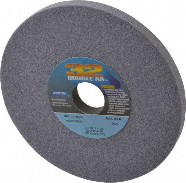 Norton - 7" Diam x 1-1/4" Hole x 1/2" Thick, J Hardness, 60 Grit Surface Grinding Wheel - Aluminum Oxide, Type 1, Medium Grade, 3,600 Max RPM, Vitrified Bond, No Recess - All Tool & Supply