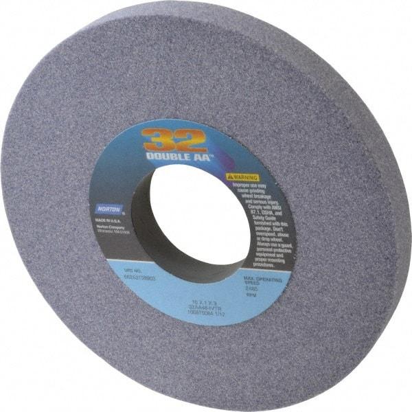 Norton - 10" Diam x 3" Hole x 1" Thick, I Hardness, 46 Grit Surface Grinding Wheel - Aluminum Oxide, Type 1, Coarse Grade, 2,485 Max RPM, Vitrified Bond, No Recess - All Tool & Supply