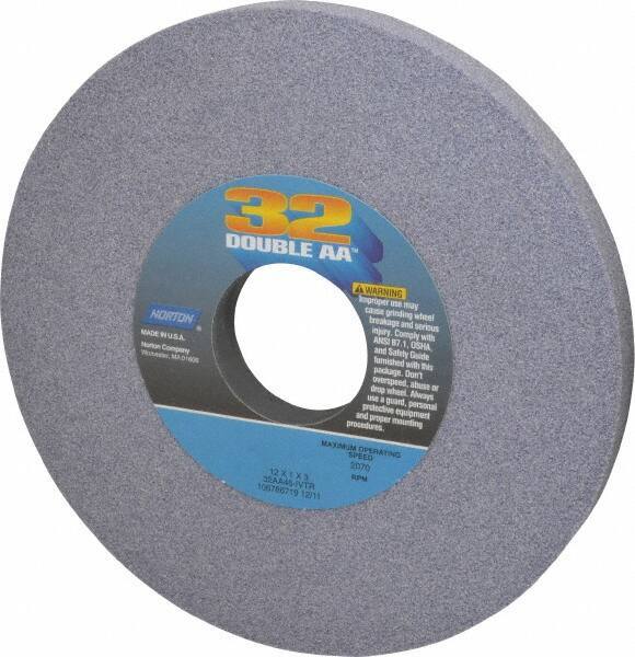 Norton - 12" Diam x 3" Hole x 1" Thick, I Hardness, 46 Grit Surface Grinding Wheel - Aluminum Oxide, Type 1, Coarse Grade, 2,070 Max RPM, Vitrified Bond, No Recess - All Tool & Supply