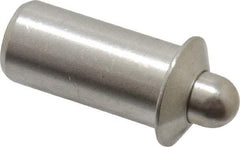 Vlier - 0.786" Body Len x 3/8" Body Diam, 0.234" Plunger Diam, 5 Lb Init to 14 Lb Final End Force, 0.786" Len Under Flange, Stainless Steel Press Fit Spring Plunger - 1/2" Flange Diam, 0.096" Flange Thickness, 0.882" Plunger Len, 3/16" Plunger Projection - All Tool & Supply