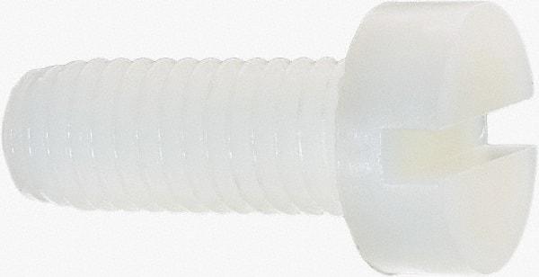 Made in USA - M8x1.25 Metric Coarse, 20mm Length Under Head Slotted Drive Machine Screw - Cheese Head, Grade 6/6 Nylon, Uncoated, Without Washer - All Tool & Supply