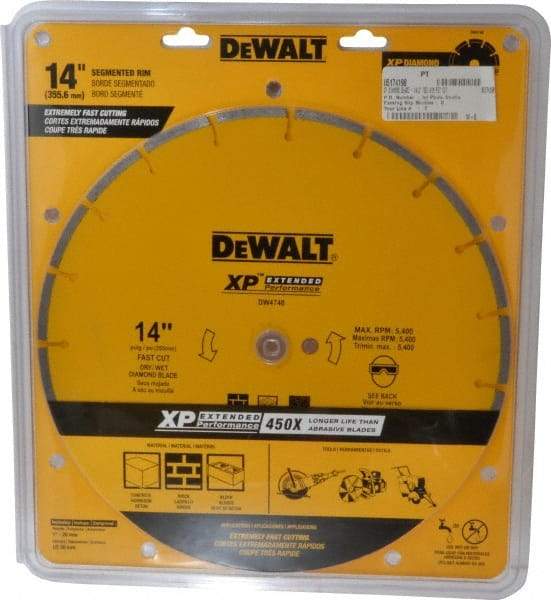 DeWALT - 14" Diam, 1" Arbor Hole Diam, Wet & Dry Cut Saw Blade - Diamond-Tipped, General Purpose Action, Standard Round Arbor - All Tool & Supply