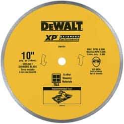 DeWALT - 10" Diam, 5/8" Arbor Hole Diam, Wet & Dry Cut Saw Blade - Diamond-Tipped, Standard Round Arbor - All Tool & Supply